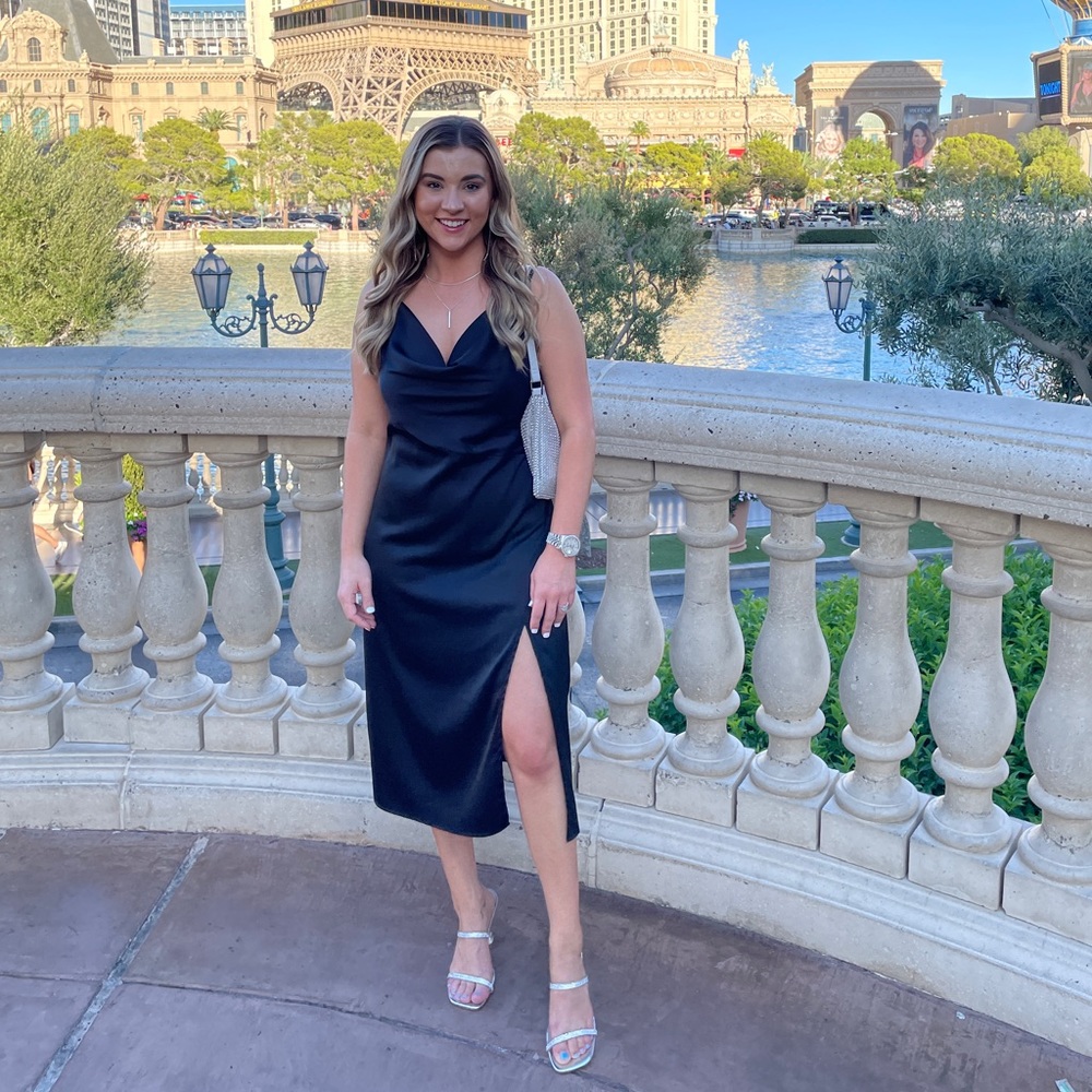 Amazon satin cowl neck dress